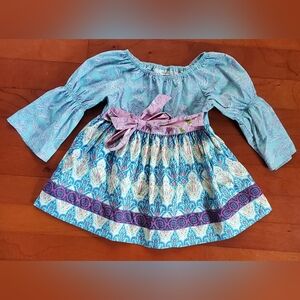 Matilda Jane Blue and White Casual Sundress with Bishop Sleeves Size 8